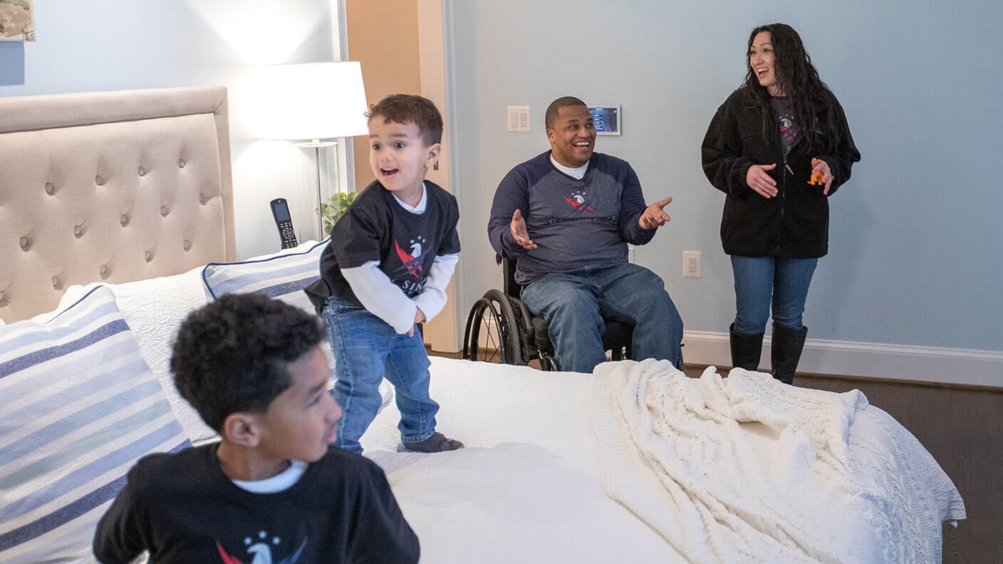 Army veteran strengthening family ties while regaining independence in specially adapted smart home